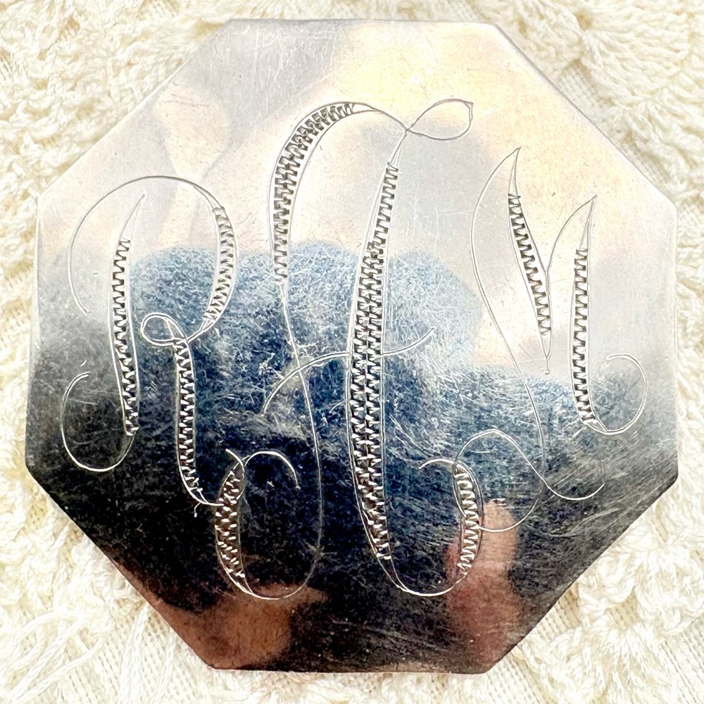 Vintage Art Deco Sterling Silver Monogrammed Brooch